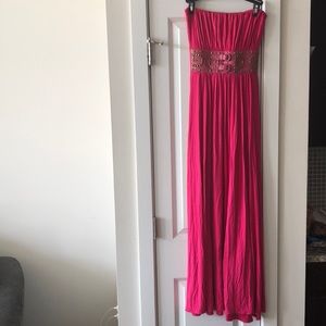 Pink tube dress with built in belt size small